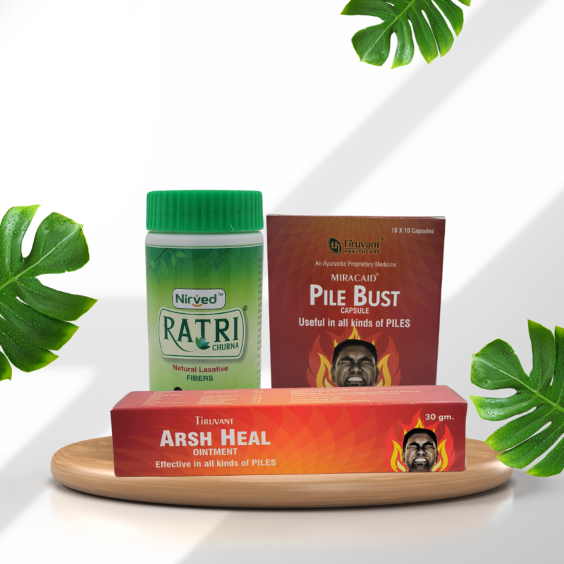 Combo of Ratri Churna, Pile Bust Capsule & Arsh Heal Ointment